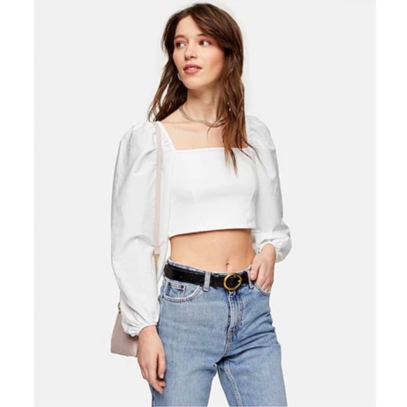 Topshop balloon sleeve poplin crop top - Picture 1 of 3